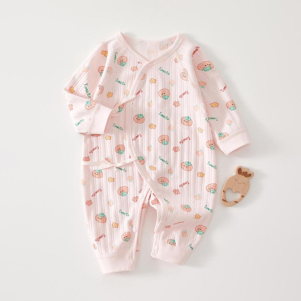 Комбинезон с длинным рукавом из чистого хлопка для новорожденных: Круглогодичный боди без костей для мальчиков и девочек