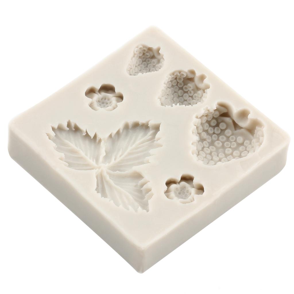 Силиконовая форма для клубники, цветы, листья, кекс, топпер, инструменты для украшения торта, конфеты, глиняные формы, форма для шоколадной мастики