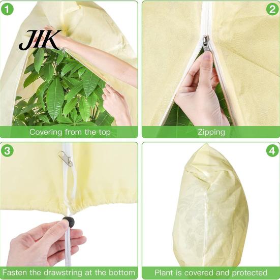 Adjustable Drawstring Plant Cover for Freeze Protection, Tree with Zipper, Winter Plants Cold Weather Jacket Frost Blanket Outdoor Plants, Shrubs,