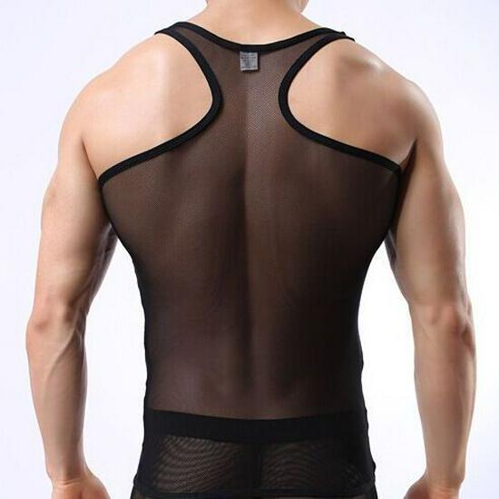 Men's Ultra-Thin Transparent Mesh Stretch Tight Sleeveless Shaping Vest