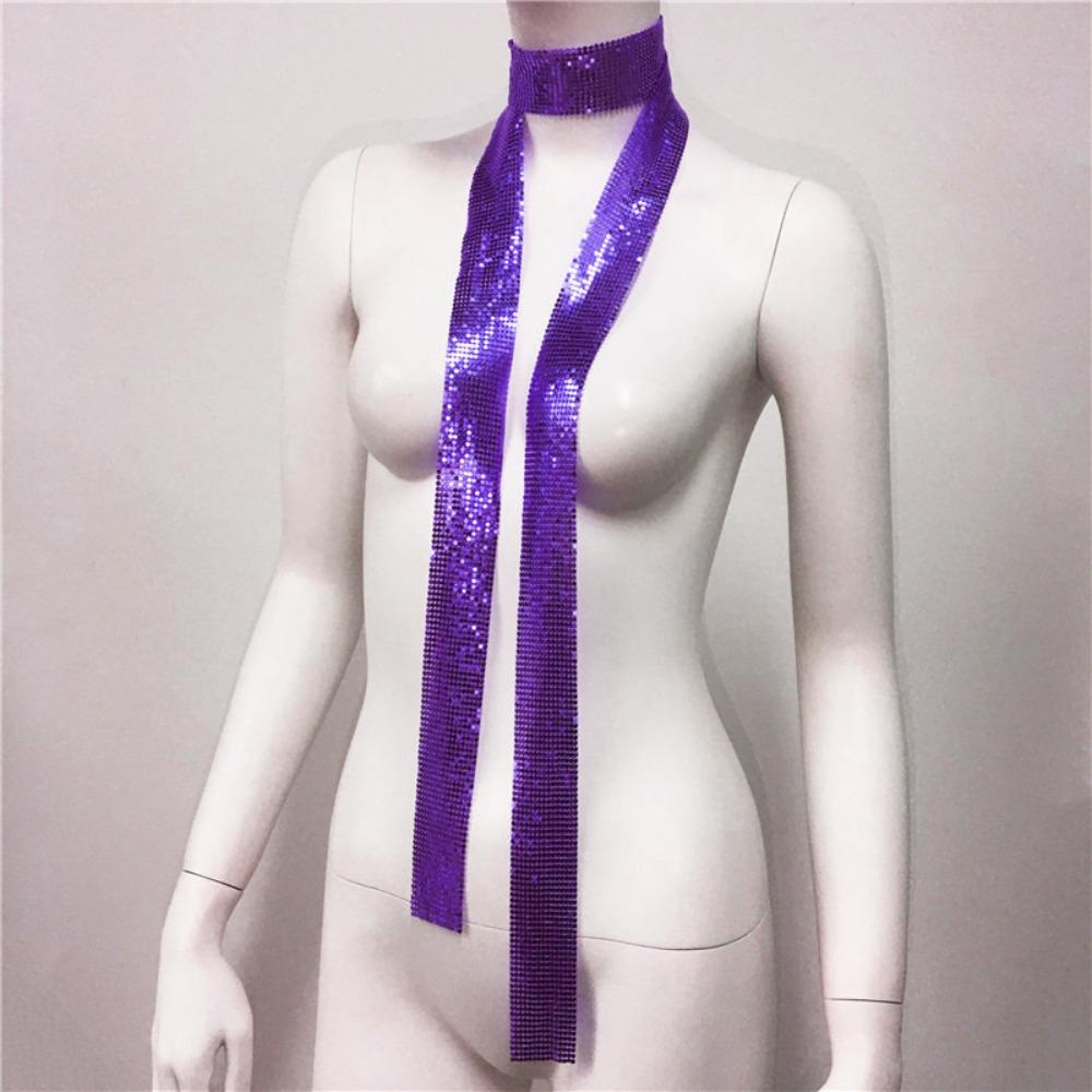 Glittering Sequin Scarf Aesthetic Bling Neckerchief Lightweight Slender Scarf Party