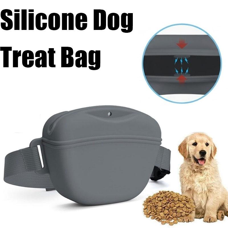 Silicone Dog Treat Bag Adjustable Dog Training Snack Pouch Waist Bag Portable Pets Reward Storage Bag for Walking Dog Training