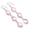 Натуральный розовый камень кунцит Ювелирное изделие из стерлингового серебра 925 пробы Серьга 3,15" AEE-11282
