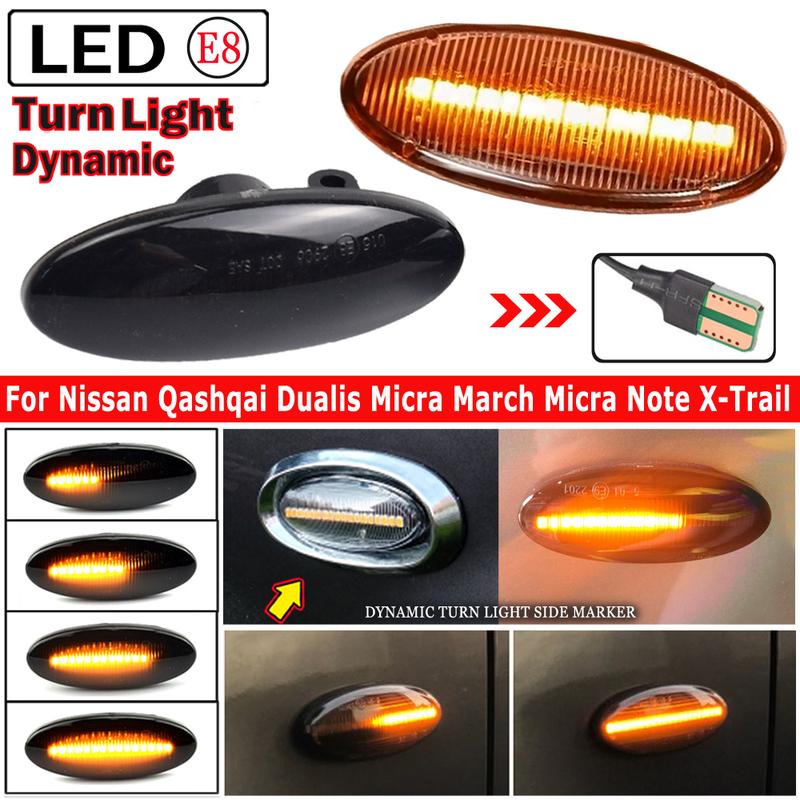 LED Turn Signal Dynamic Auto Side Marker Light Clear For Nissan Qashqai J10 X-trail Cube Juke Leaf Micra Micra K13 Note E11