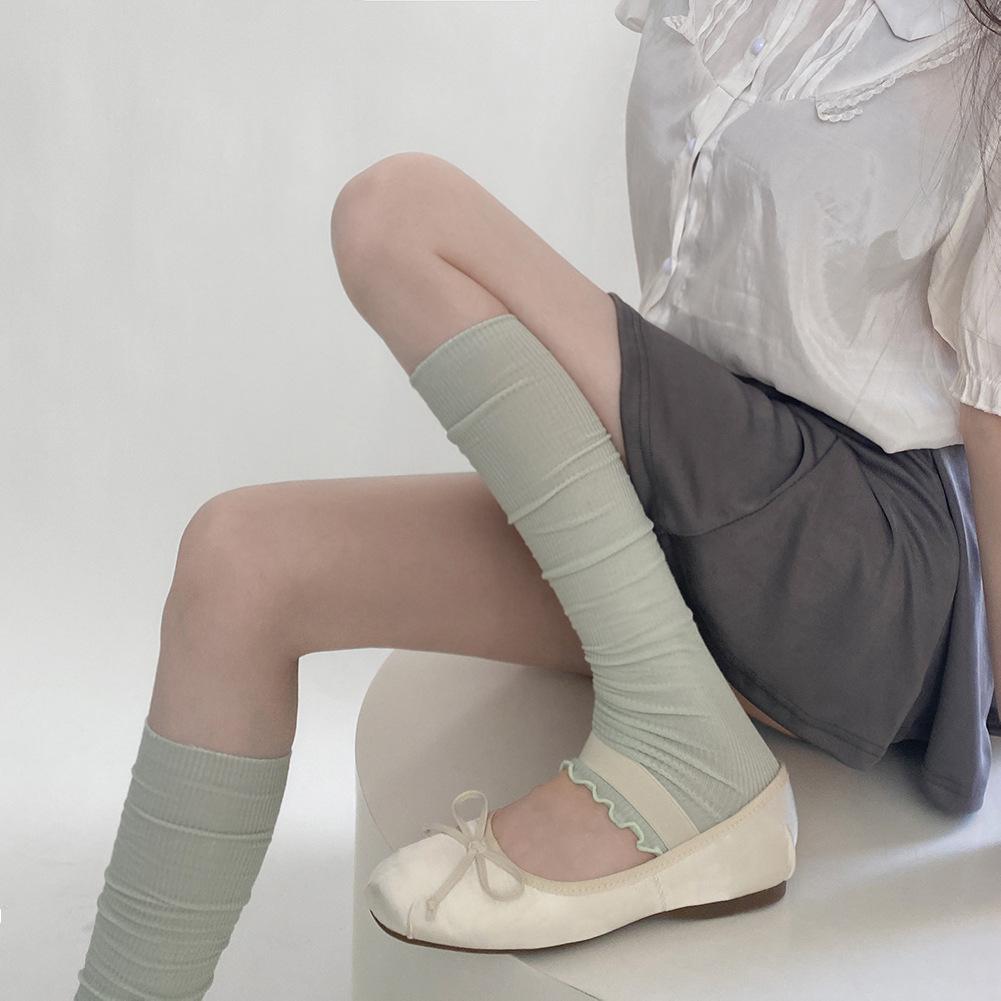 Leg Warmers Women Ballet Style Solid Color Long Socks Stockings Women JK Lolita Girls Kawaii Ruffle Socks Foot Cover Leg Warmers