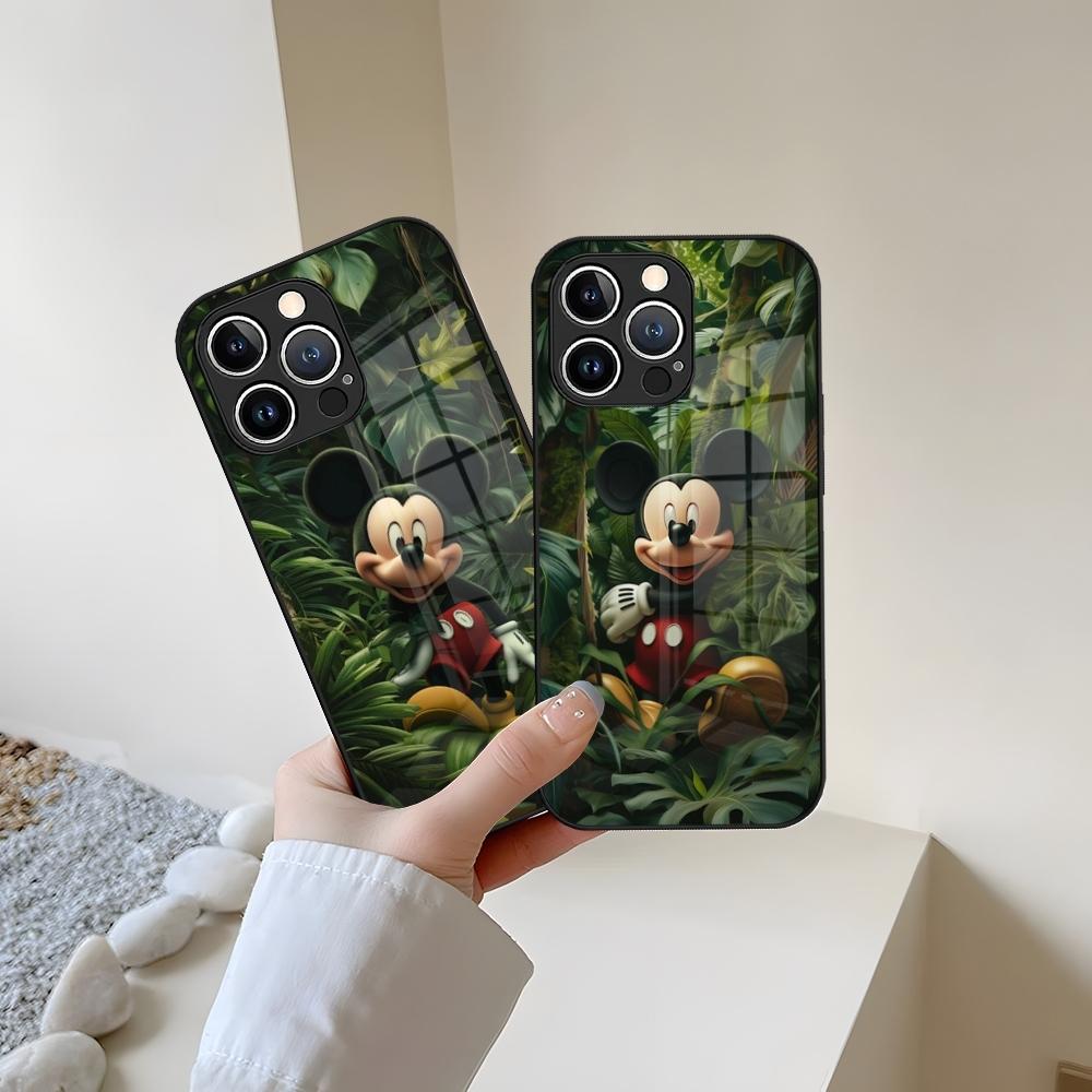 Чехол для телефона Микки Маус Закаленное стекло Для iPhone 13 15 14 12 11 Pro Max Plus Mini X XR XS 8 7 6s SE2020 Coque