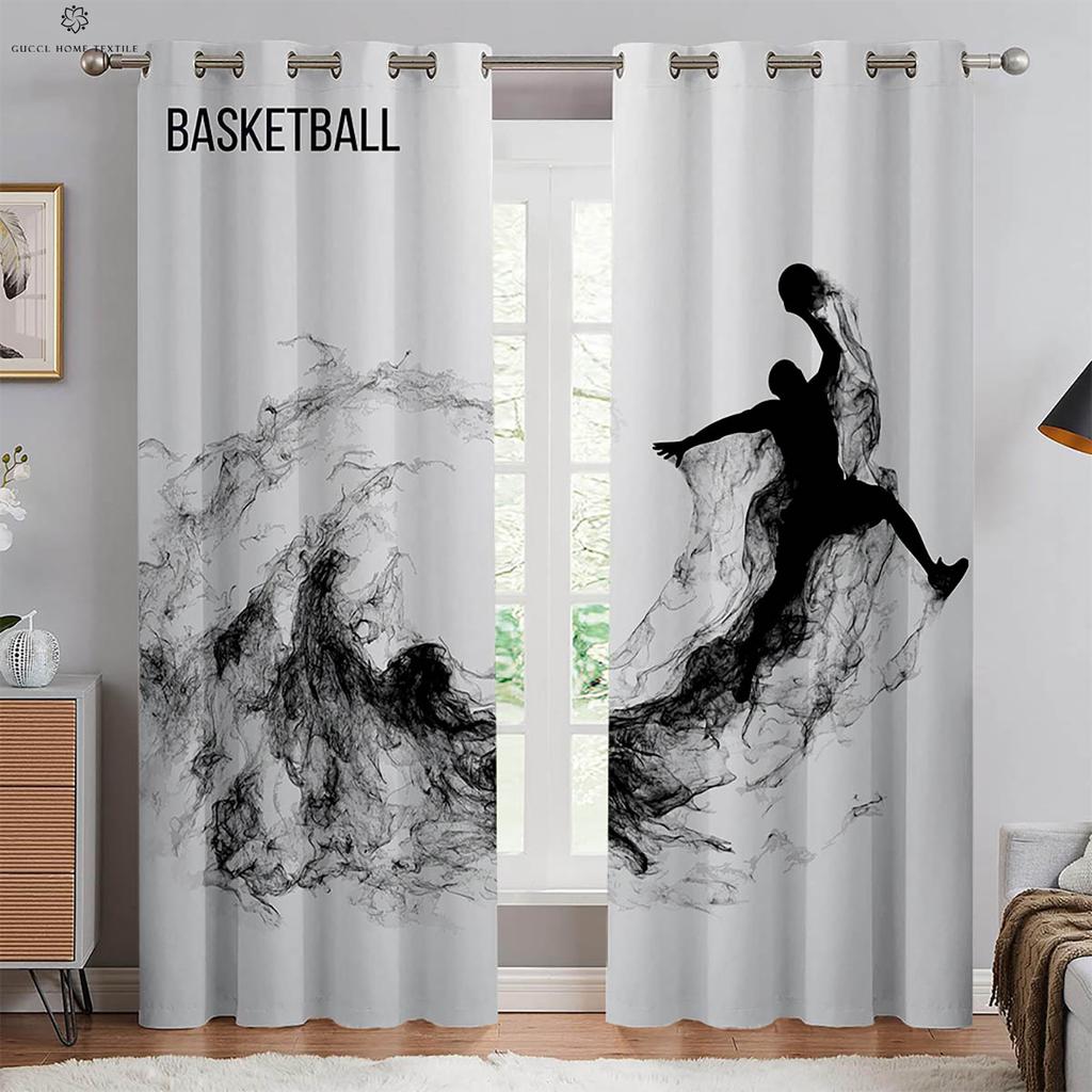 2 шт. Пламя Баскетбол 3D Печатные Шторы Машинная стирка Спальня Гостиная Кухня Клуб Декоративные Шторы