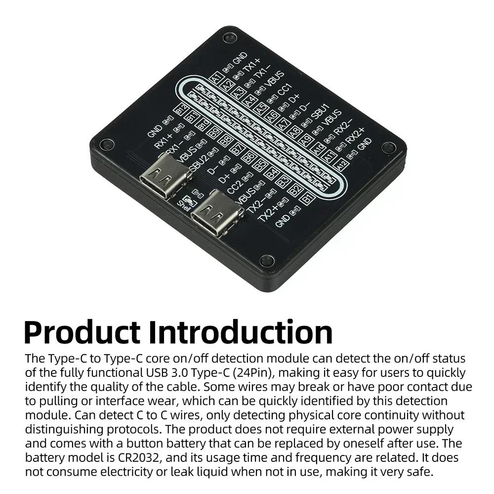 Новый портативный USB-тестер Type-C с 24-контактным полным обнаружением, двойной головкой, светодиодным индикатором, тестирование аномалий кабелей быстрой зарядки