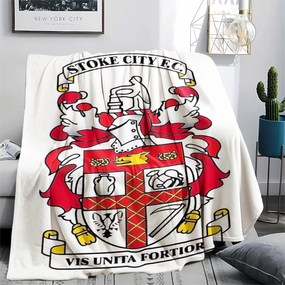 1PC Stoke City FC Print Flannel Blanket, High quality Comfortable for All Seasons, Home Decor, Warmth and Comfort, Perfect for Christmas Gifts182