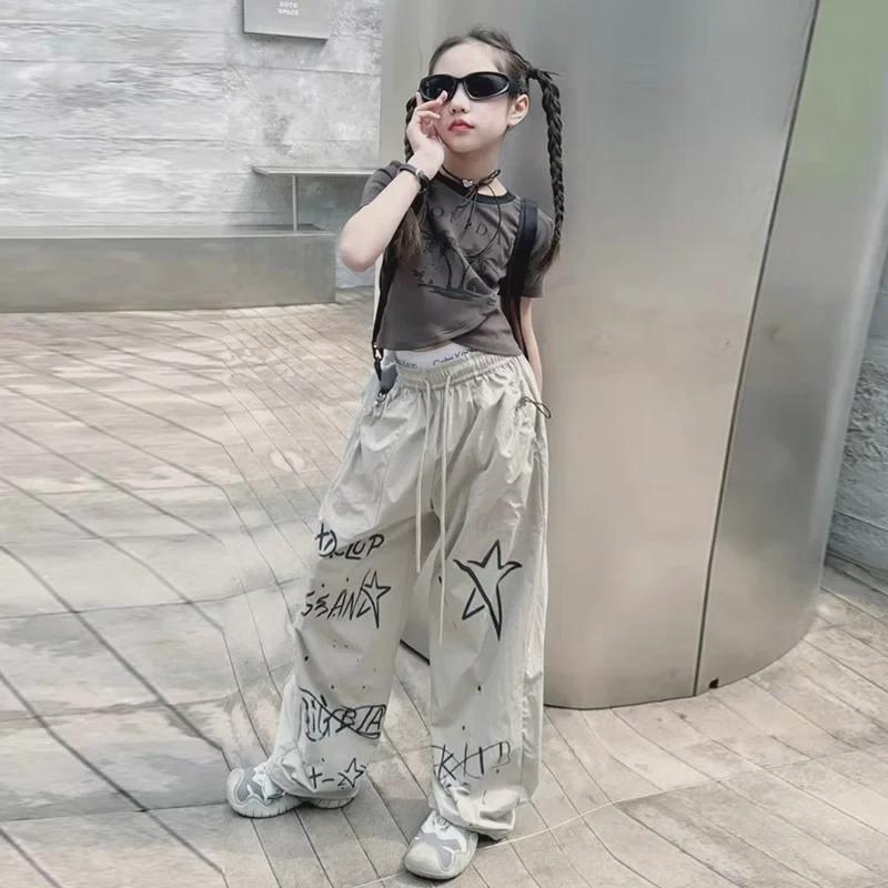 Модные летние брюки для девочек 2024 года с ручной росписью — повседневные модные комбинезоны для больших детей