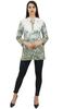 Women's White Floral Digital Printed Long Sleeve Tunic Casual Top -