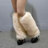 Plush Furry Leg Warmers for Women Cozy Winter Boot Toppers Cuffs Thermal Warm Fuzzy Foot Covers Footless Socks Gaiters