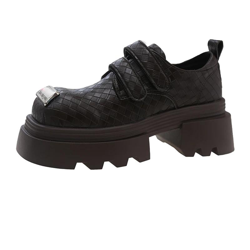 Модные туфли на плоской подошве, туфли на платформе, женская весенняя новая повседневная обувь 2024 года, дизайнерская модная брендовая обувь для прогулок из кожи