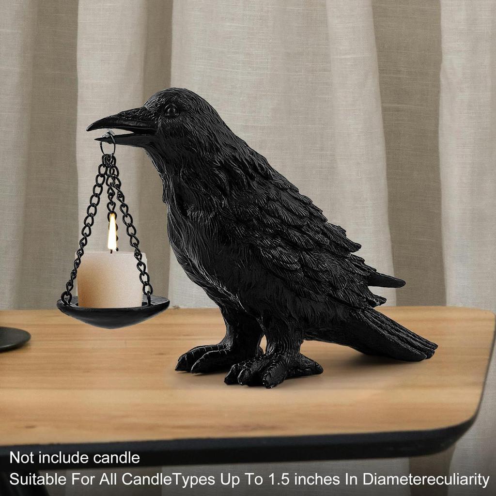Candle Holder Resin Raven Lamp Candle Sticks Holder Scary Statue Decorative Table Centerpieces for Kitchen Events Indoor