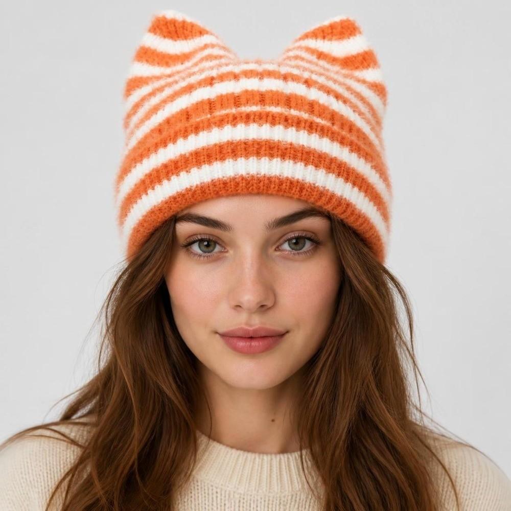 Winter Cat Ears Beanie Hat Soft Ear Protection Wool Cap Casual Wool Knitted Cap Outdoor Wear