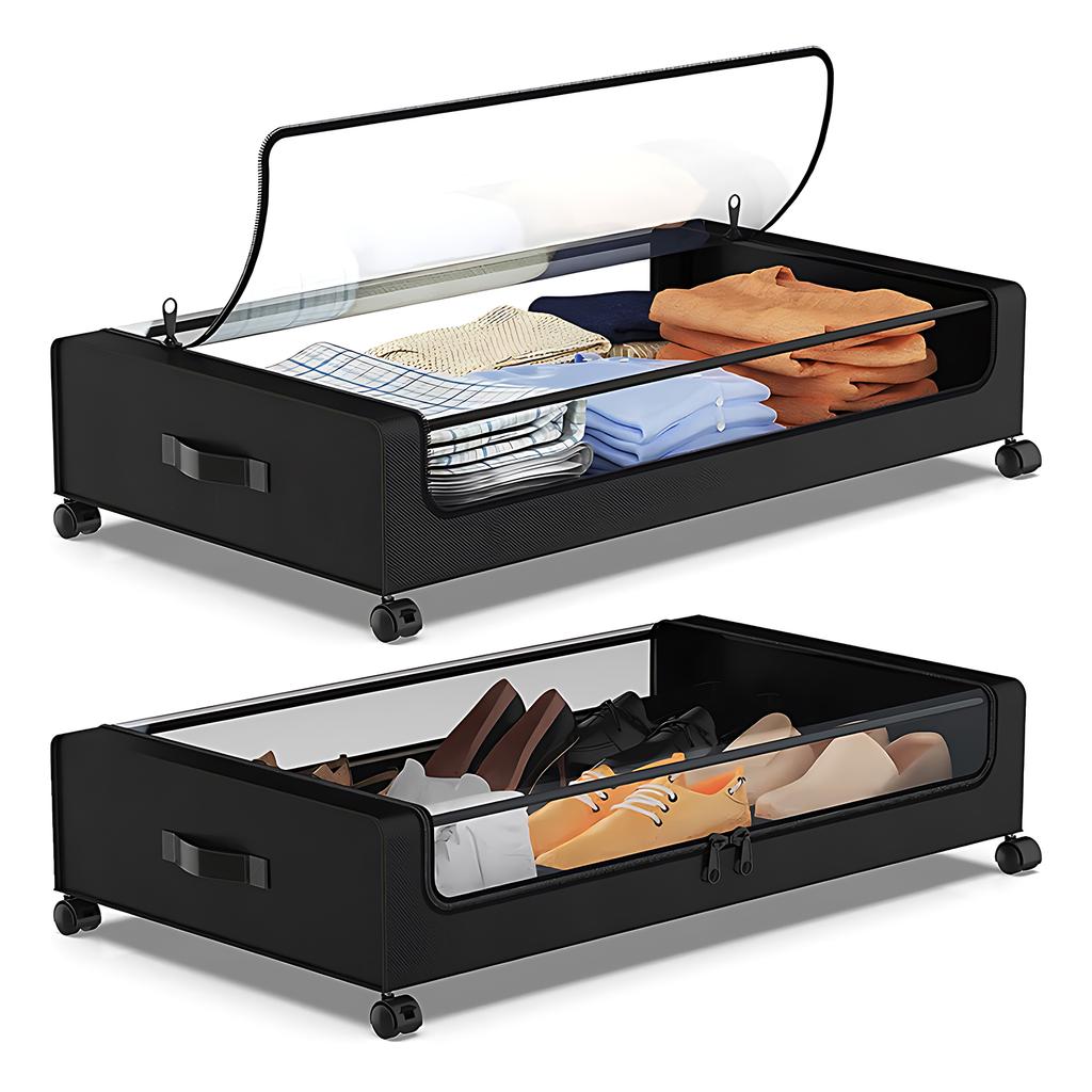 Under Bed Storage Container with Lids and Wheels Multifunctional Home Dorm Clothes Storage Bins