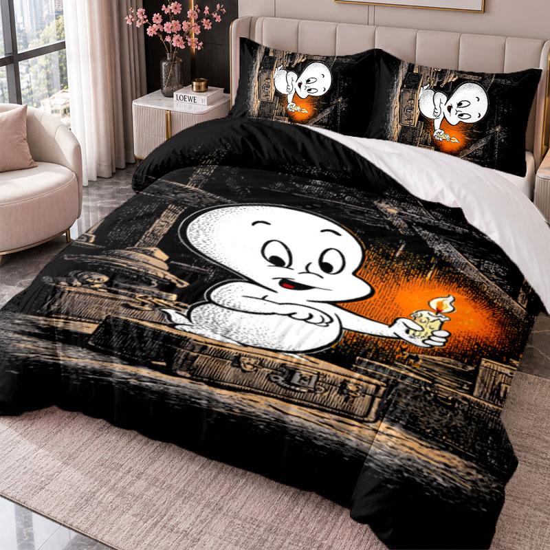 Casper the Friendly Ghost 3Pcs Bedding Set Duvet Cover With Two Pillowcases For Bedroom Home Decoration