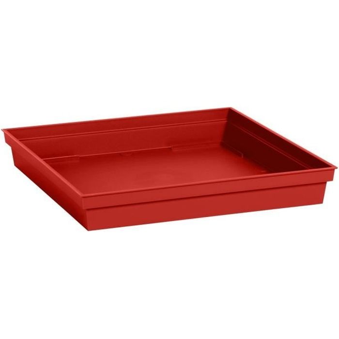 EDA Soucoupe Carrée Toscane - 32,6 X 32,6 X H 4,9 Cm - Rouge Rubis