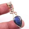 Natural Labradorite 925 Solid Sterling Silver Jewelry TwoTone Pendant 1.75" r0Q75