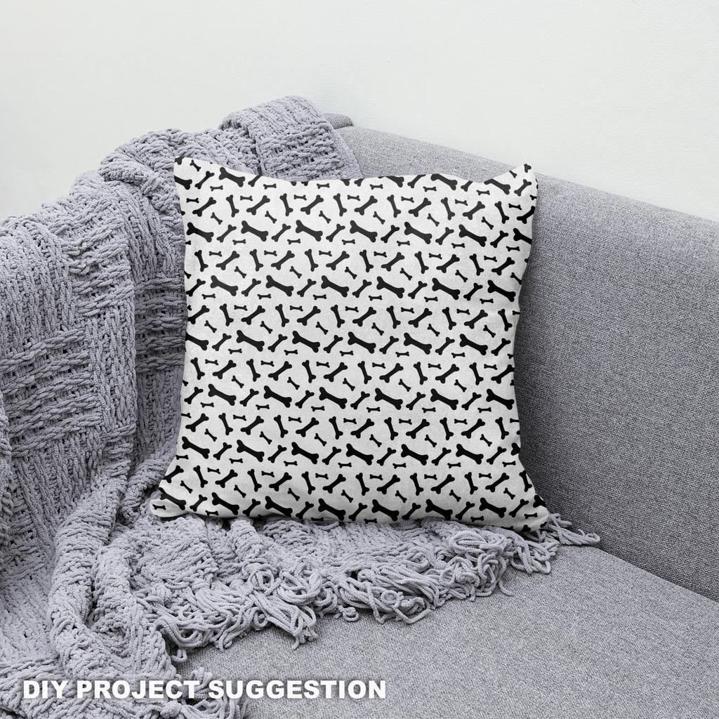 Royal Samt Stoff Polyester Zum Nähen - Motiv Schwarze Knochen