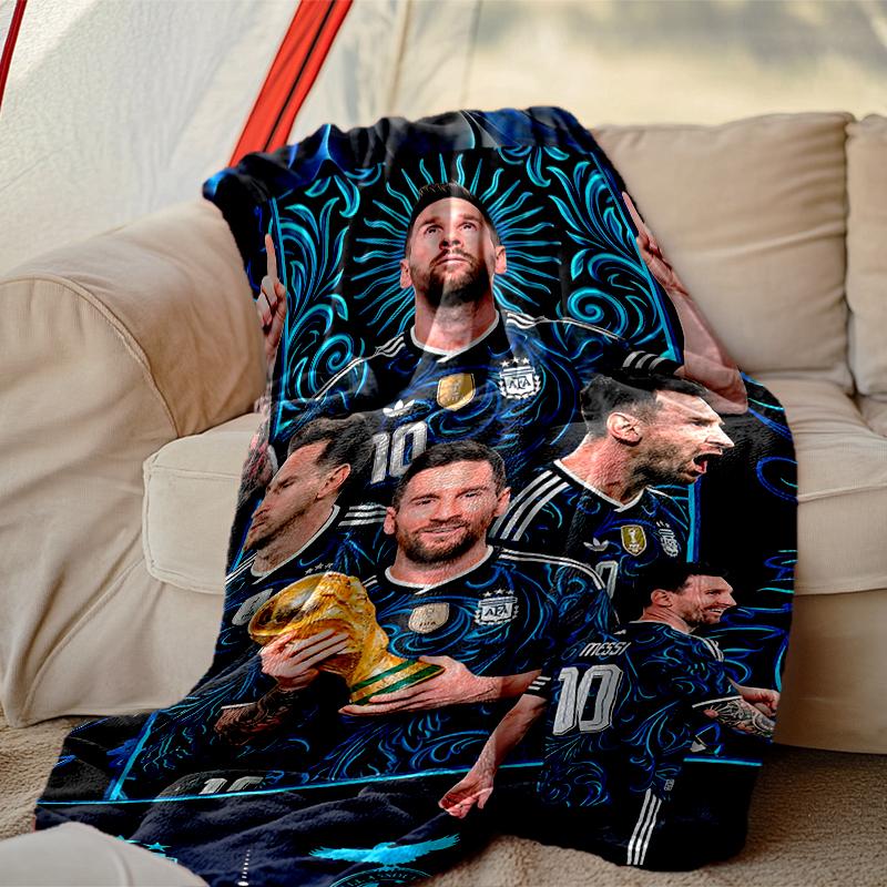 1pc Digital Print Nap Blanket, Football Star Messi Blanket for Home Use, All Season Warmth, Christmas and Valentine's Day Gift Blanket