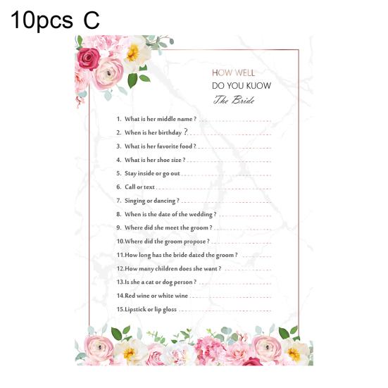 10 шт. свадебных игровых карт, напечатанных изысканным мастерством, цветочный дизайн, не выцветающий, надежный свадебный