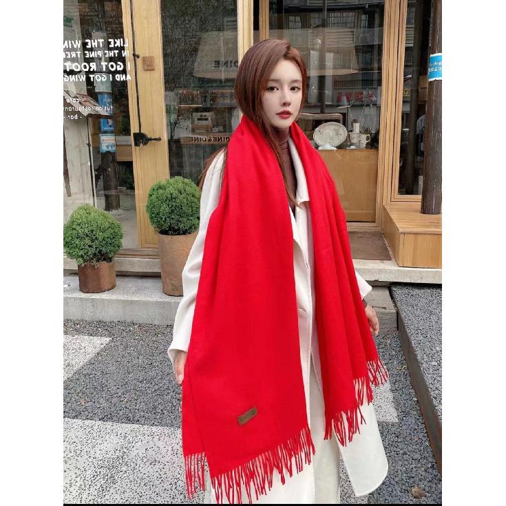 New Autumn And Winter Scarf For Women With A High-End Feel Solid Color Tassel Knitted Shawl Versatile And Warm Thick Scarf
