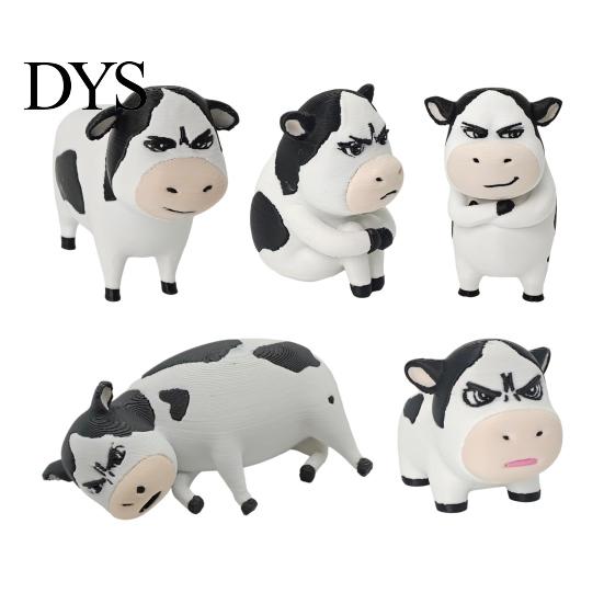 3D-печатная корова, игрушка, фигурка молочного скота, мультяшная статуэтка коровы для декора стола, мини-скульптура для дома и офиса, аксессуар в подарок любителям животных