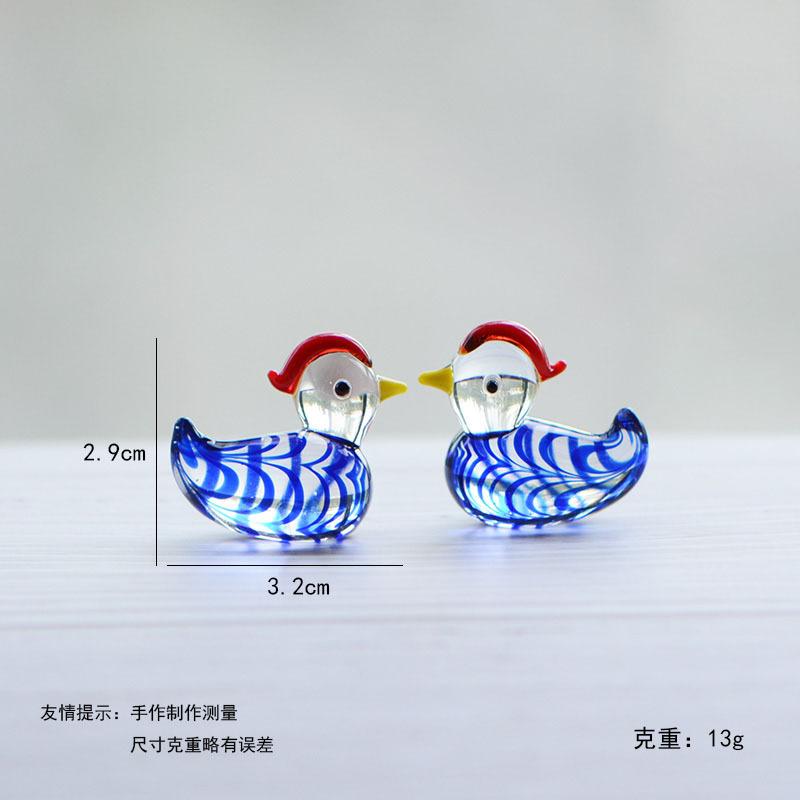Mini Cute Glass Mandarin Duck Figurine Cartoon Animal Tiny Statue Craft Ornament Home Garden Micro Landscap Decor Accessories