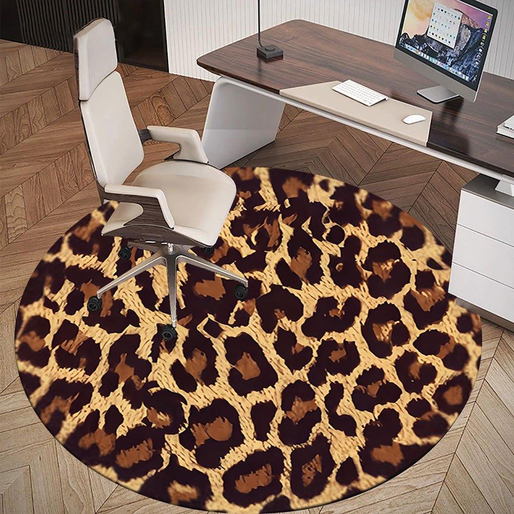 Wildly Stylish: Leopard Print Round StickerRound Non-Slip chair mat chair carpet for office Rugs for Office Decor Gift For Valentine's Day Mother's Da