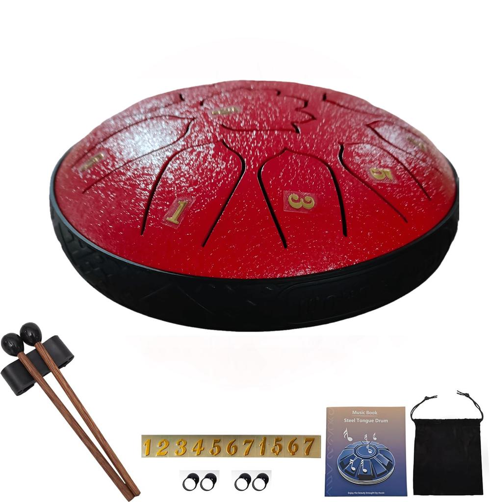 6 Inch 11 Notes Steel Tongue Drum, Glucophone Ethereal Percussion Instrument Music Drum For Yoga Meditation