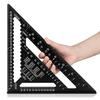 Triangle Ruler, Woodworking Circular Saw Ruler, 30*30cm, Double-Sided Graduations, 12-Inch, Aluminum Alloy, Black, Protractor, 45 Degree Mark