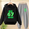 Children'S Hooded Tracksuit And Pants For Autumn And Winterfeaturingfun Christmasprintscasual Comfort, And A Stylish Number 67.
