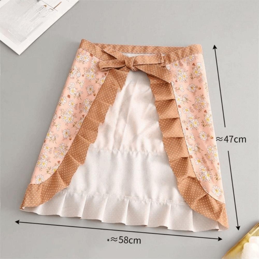 Flower Half-length Apron Canvas Cooking Half-waist Apron Fashion Work Clothes Cooking