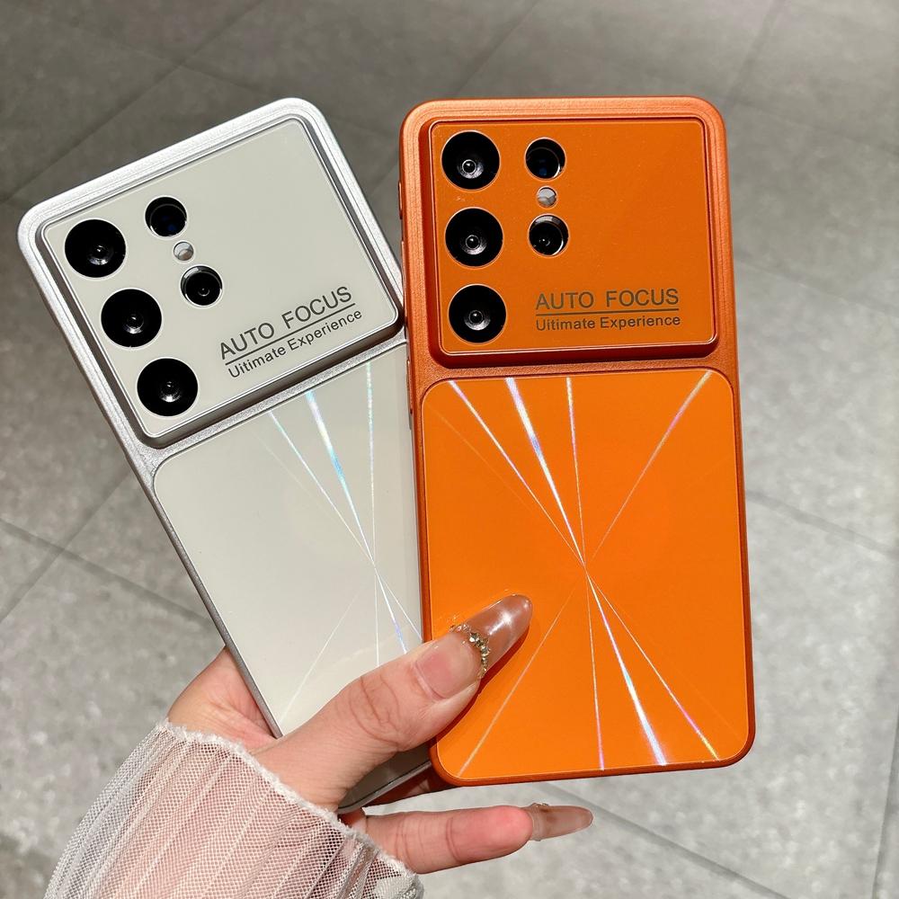 Жесткий чехол Aurora с большим окном для Samsung Galaxy S26 S2 Ultra S23 S24 Однотонный Защита камеры Ударопрочный чехол