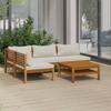 VidaXL Garden Furniture Set 5 Pcs with Cream Cushion Solid Acacia Wood