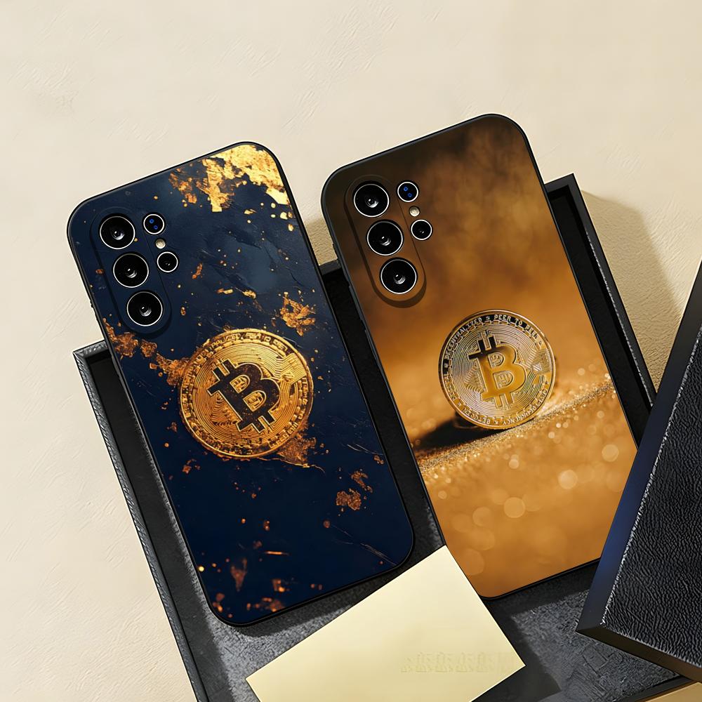 Чехол для телефона Bitcoin для Samsung S26 S25 S24 FE S23 S22 S21 Plus S20 Ultra Note20Ultra Черный Мягкий корпус