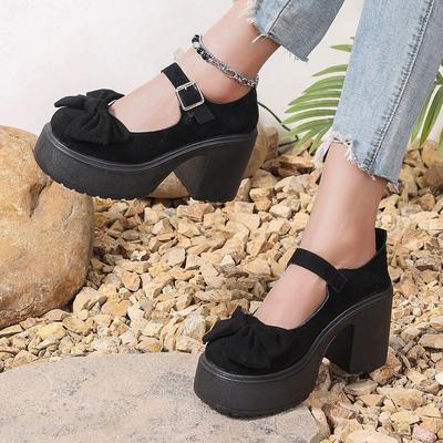 Модные черные супер высокие каблуки туфли Мэри Джейн женские 2025 готические массивные туфли на платформе женские большого размера с ремешком на щиколотке туфли для вечеринки Лолита 42