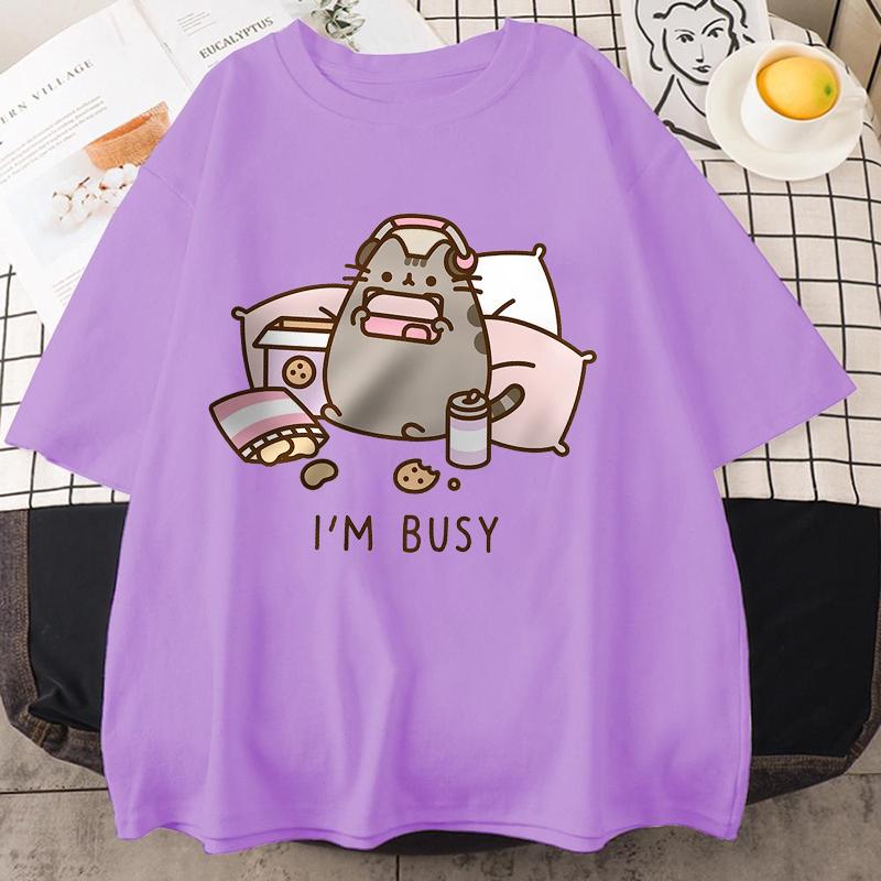 Новый Извините, я занят Кот играет в игры в наушниках Мужская Женская Футболка Высокое Качество Брендовая Одежда Свободные Футболки Топы Пара