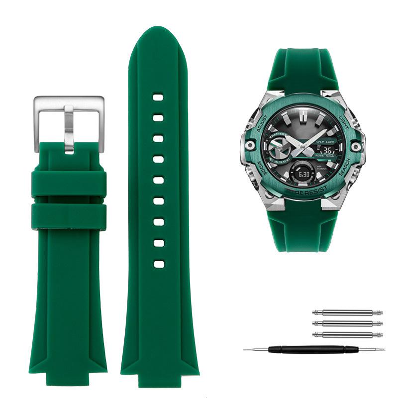 Classic Convex Mouth Silicone Watchband For Casio G-SHOCK Steel Heart GST-B400 Men's Sports Waterproof Rubber Strap Bracelet Accessories