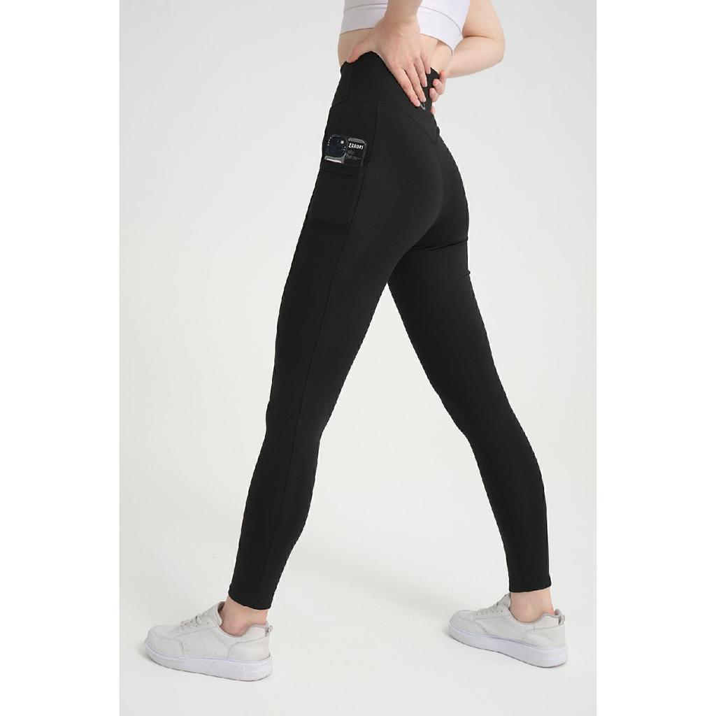 Black Women's Lifting Firming High Waist Corset Effect Double Pocket Sports Tights Leggings.