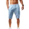 Casual Men Shorts with Adjustable Drawstring Solid Color Soft Breathable Elastic Waist Loose Fit Shorts with 2 Side Pockets