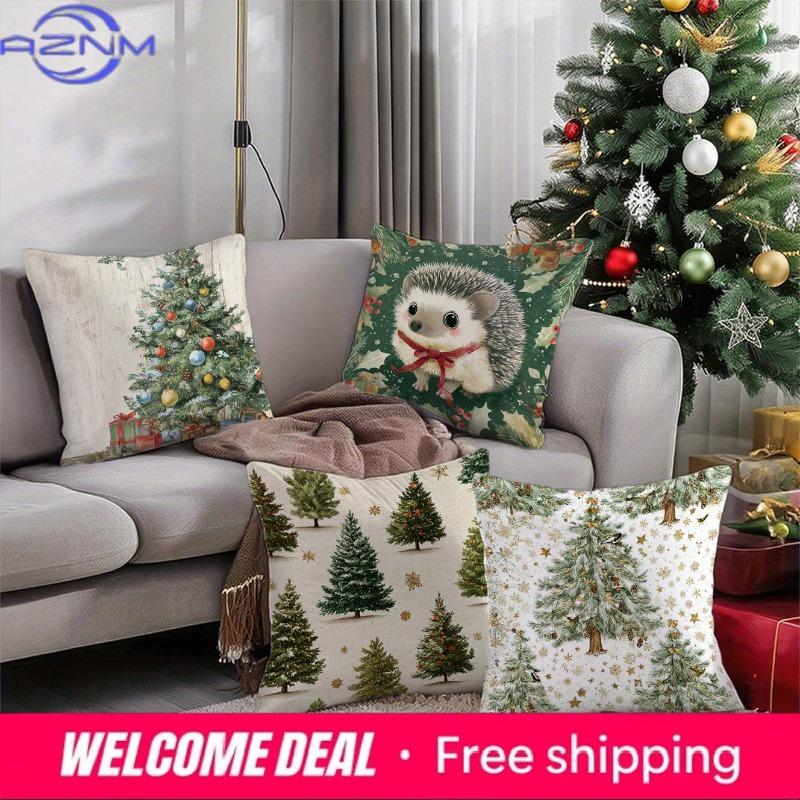 Christmas Tree Hedgehog Pillow CoversSuitable for sofa car bedroom decorative cushion cover pillow cover