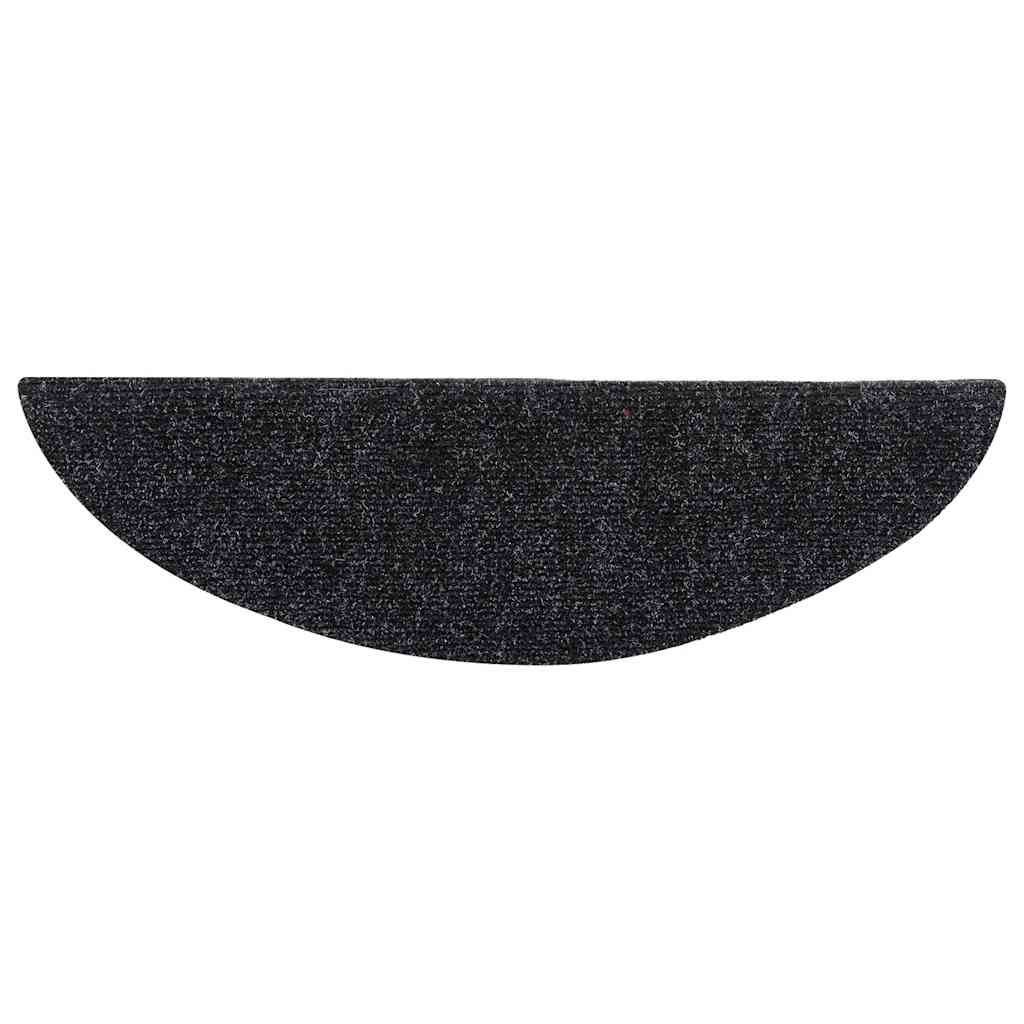 Self Adhesive Stair Treads Set of 5 56 x 17 x 3 cm Black Semi Round
