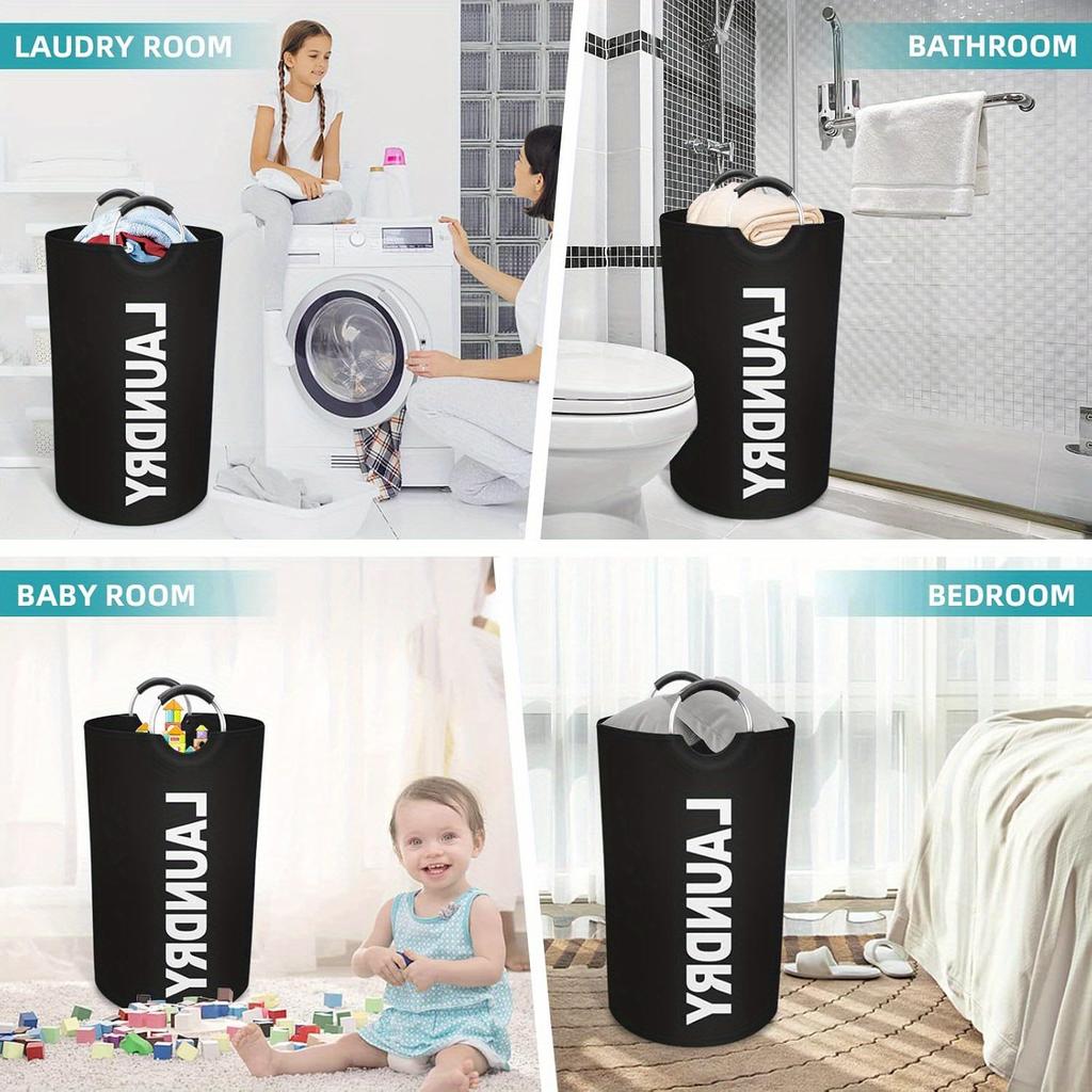Extra Large Foldable Waterproof Laundry Basket With Padded Handles Multi‑Purpose Storage Bin for Bathroom Laundry Room Balcony