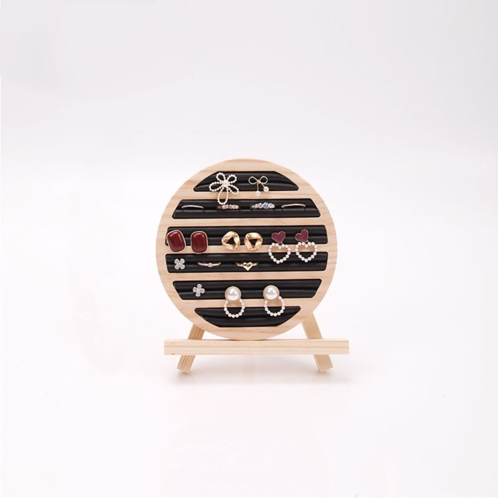 Velvet Lining Jewelry Display Rack Round Shape Jewelry Organizer Ring Earring Holder Shop Decor