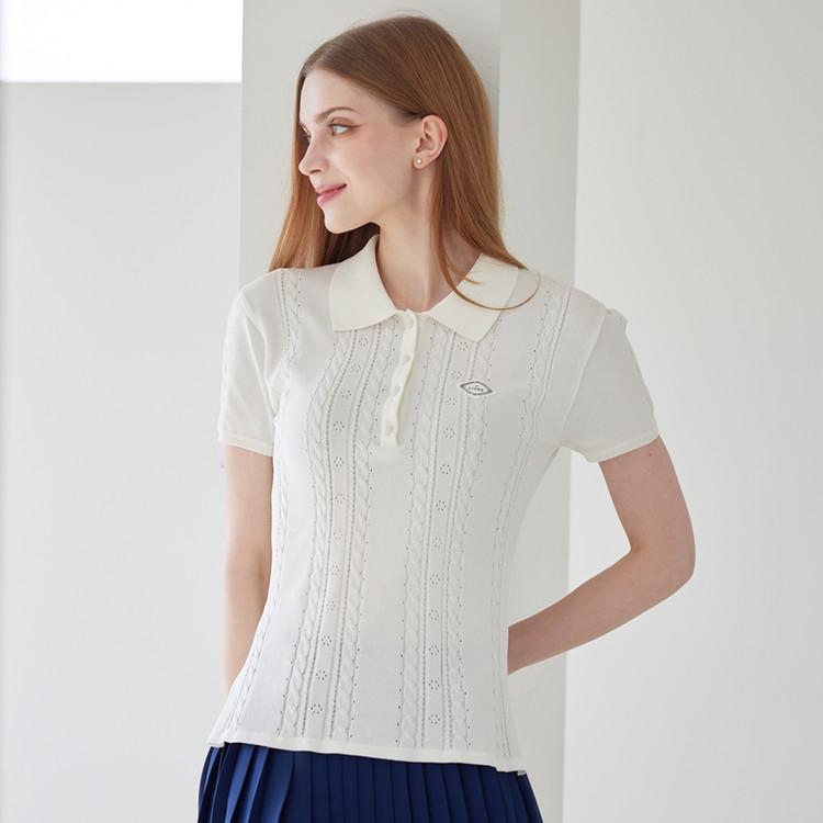J.JANE Summer Scallop Polo Knit (White)