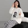 Pajamas Ladies Autumn And Winter Flannel Homewear Winter Coral Fleece Thickened Fleece Warm Striped Set