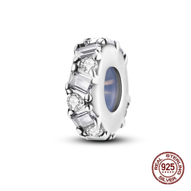 Fashion 100% 925 Sterling Silver Colorful Zircon Stars Moon Separator Charms Bead Fit Original Bracelet Fine DIY Jewelry