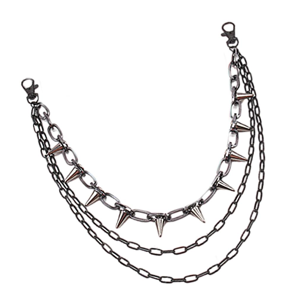 Hiphop Punk Metal Chain Belt with Silver Studs Adjustable Length Chain Belt for Fashionable Adults